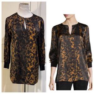 Silk! Lafayette 148. Leopard Print Kelsey Blouse